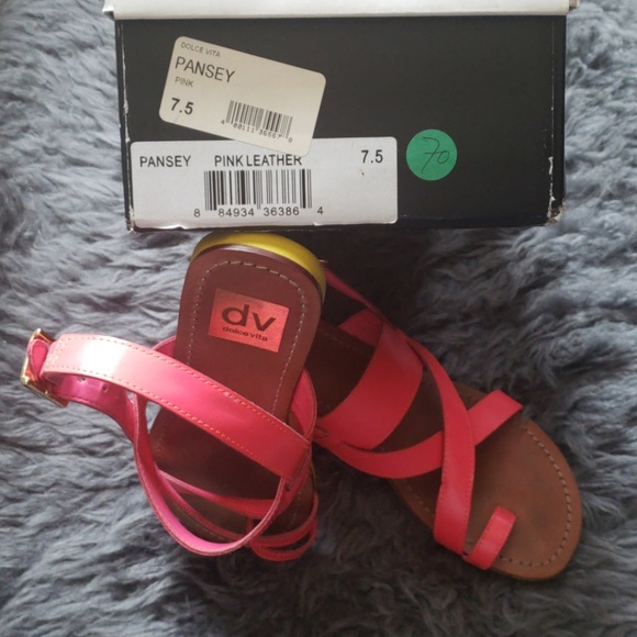 Dolce Vita Pansey Pink Leather Sandals - Picture 8 of 8